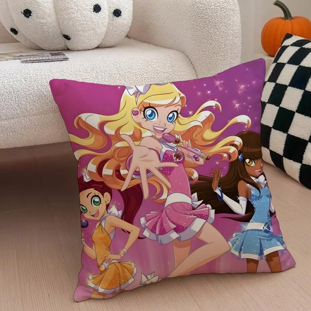 Magical Musical French Anime LLoliRock Cushion Cover Throw Pillow Cover Hidden Button Durable Polyester Chair Cushion