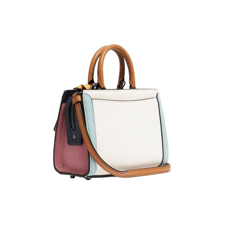 Coach Zoe 16 Сумка-тоут из кожи с цветовыми блоками, сумка через плечо, мини-сумки для женщин 1426-QBCAH