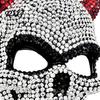 Rhinestone Full Face Mask Halloween Mask, Sparkly Faux Crystal Demon Horn Masquerade Breathable Lightweight Cosplay Prop for Party Nightclubs