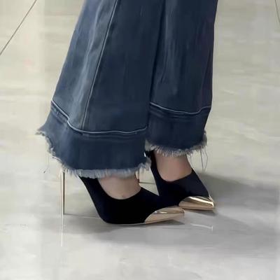 Wind banquet легкие роскошные туфли на высоком каблуке женские тонкие каблуки 2025 новые туфли на очень высоком каблуке с металлическим острым носком из замши