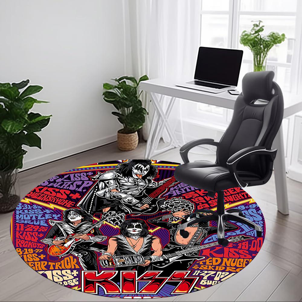 1 шт. Круглый ковер KISS Music Office, Под офисные стулья, Спальня, Гостиная, Домашний декор a1016299