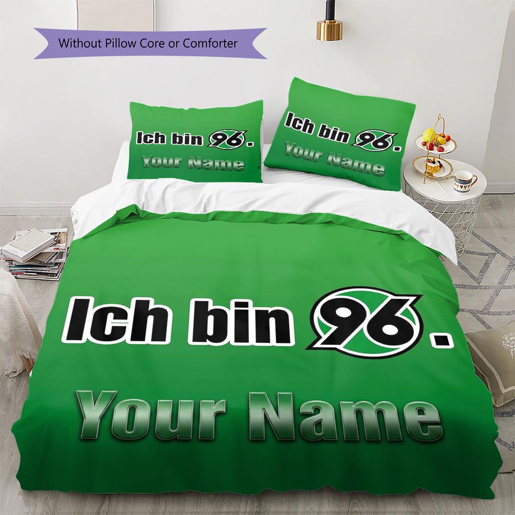 Hannover 96 Custom Name Pattern Bedding,Quilt Set Quilt Cover Pillowcase Home Birthday Gift(1 * duvet cover + 2 * pillowcase, without core)
