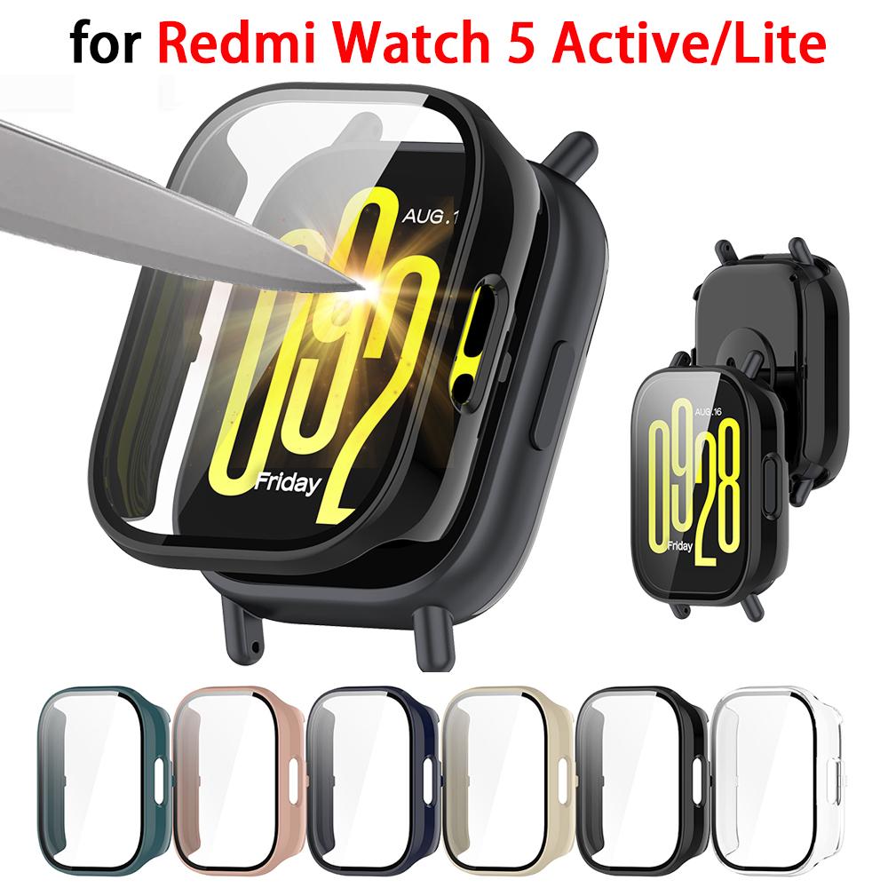 Чехол из ПК+стекло для Xiaomi Redmi Watch 5 Active, защитный чехол из закаленного стекла для Redmi Watch 5 Lite