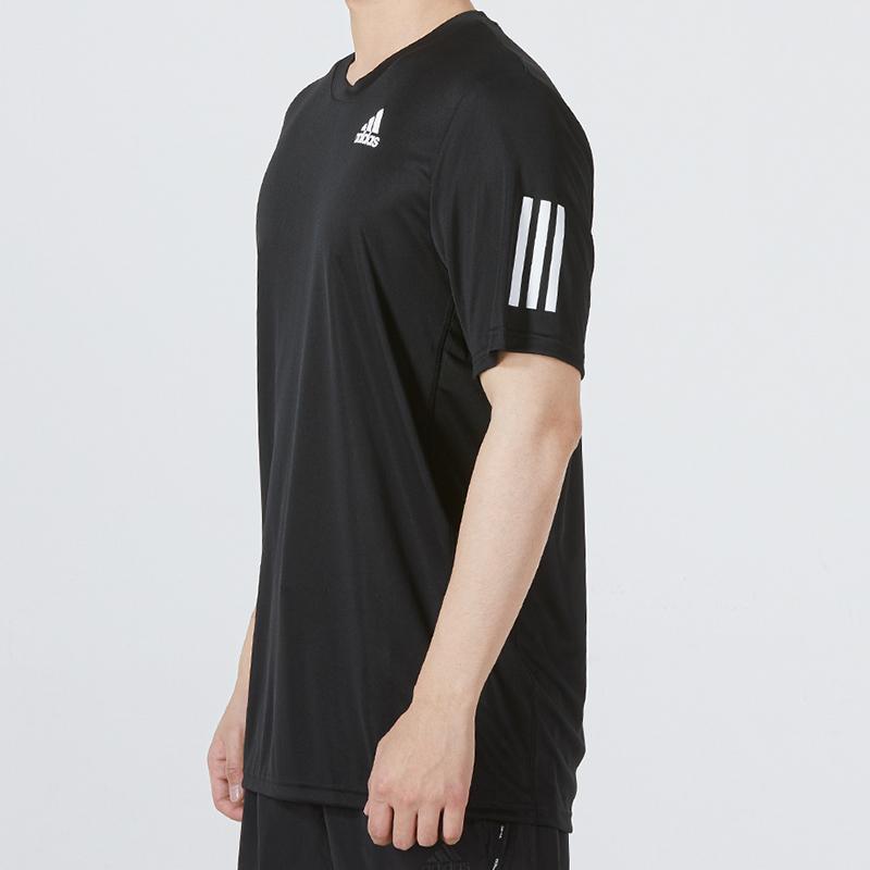 adidas Дышащая спортивная футболка в полоску с круглым вырезом и коротким рукавом, мужские топы, черные HP1998