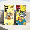 Забавный чехол для телефона T-TomS Cartoon JerryS для Samsung S26,S25,24,23,22,30,21,10,9,Ultra,Plus,Lite,FE Мягкий черный чехол