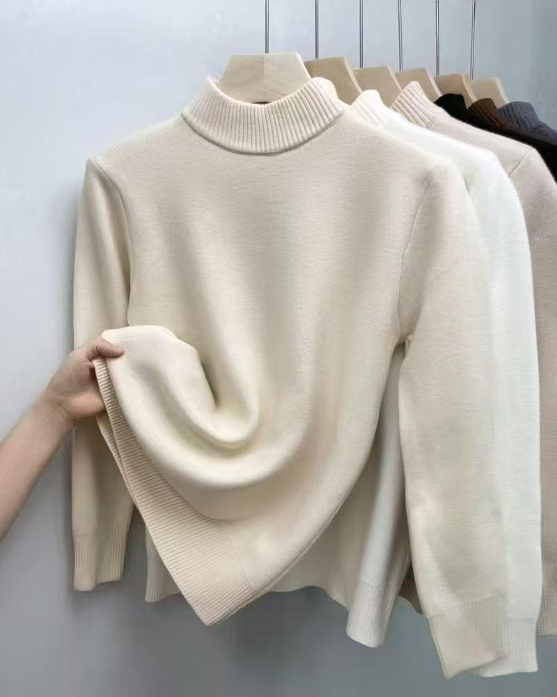 Hot Sale Solid Color Crew Neck Sweater Women's Soft Knitted Casual Loose Top