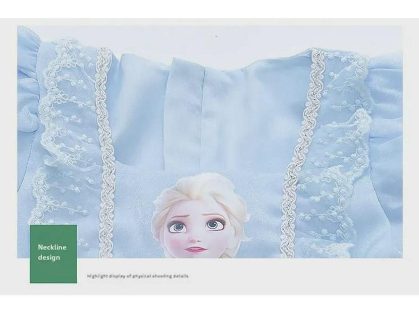 "Stylish Short-Sleeved Elsa Princess Dress for Girls: Trendy Summer Puffy Skirt"