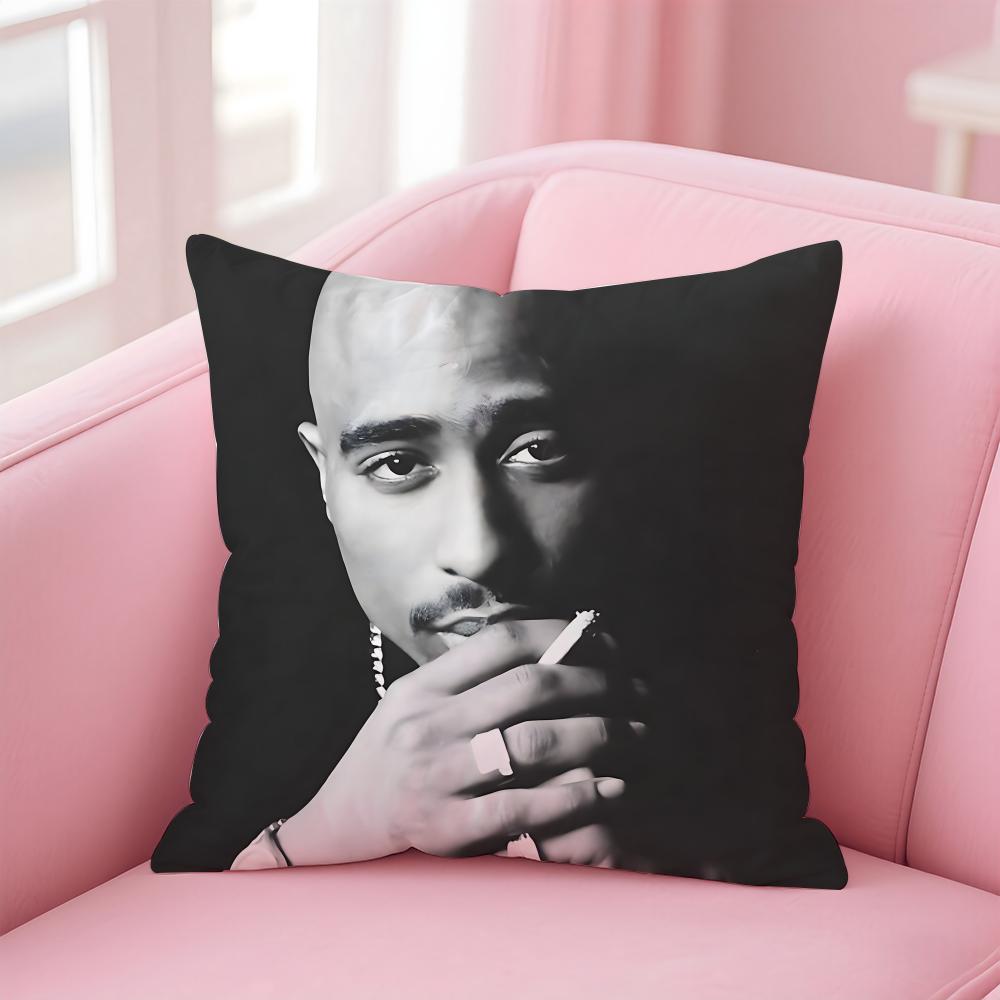 Legendary HipHop American Rapper TTupac SShakur Cushion Cover Pillow Case Soft Skin Friendly Fabric Concealed Zipper