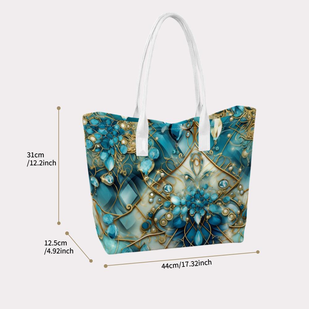 Elegant Teal Gold Pattern Tote Bag