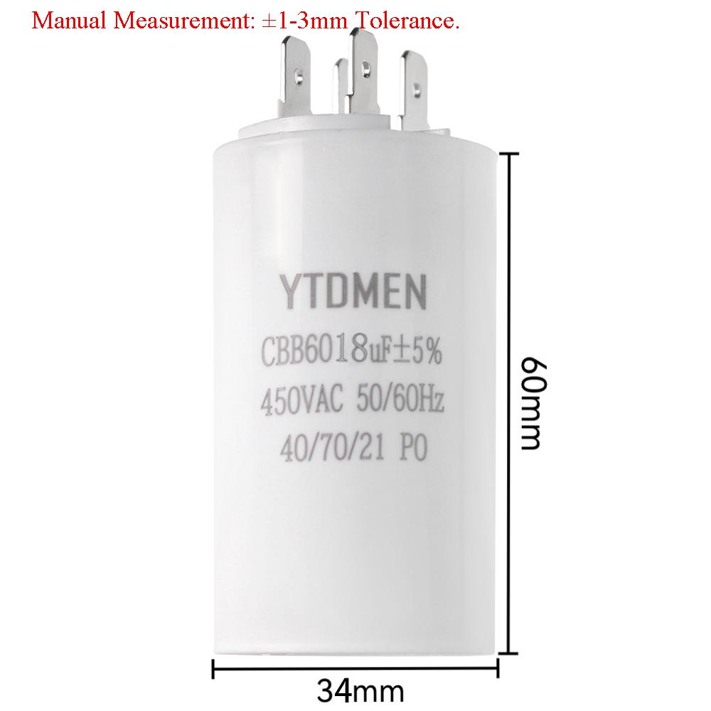 CBB60 Starting Capacitor Dual Insert Motor 4pin AC 450V Replacement Motor Run Capacitors 4UF 5UF 6UF 8UF 12UF 16UF 20UF 60UF