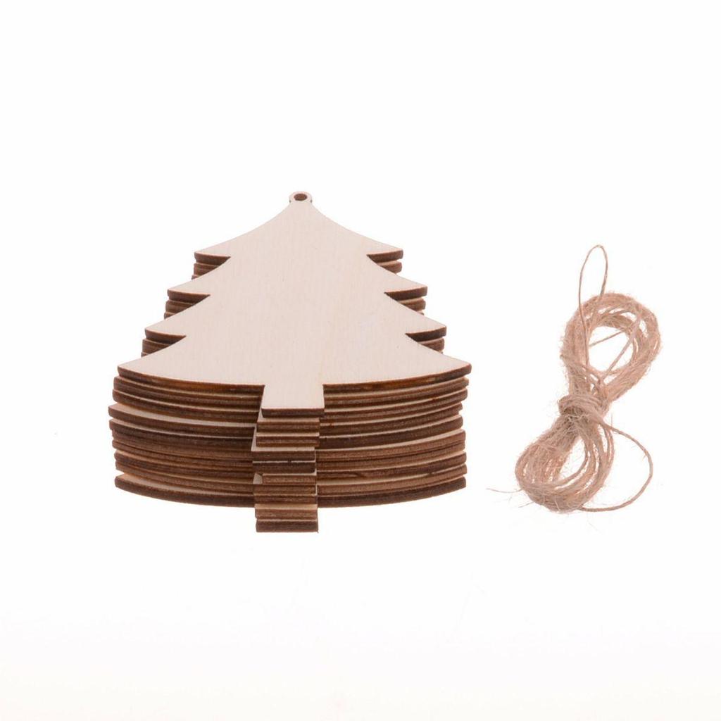 10Pcs/Set Snowflake Star Santa Claus Boots Bells Christmas Tree Hanging Wooden Ornaments Party Christmas Decorations for Home