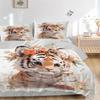3pcs Animal Tiger Cute Design Printed Quilt Set - Soft and Comfortable Quilt Cover for Bedroom, Guest Room and Dormitory