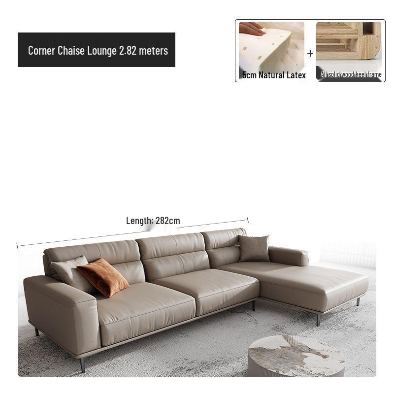 Italian Minimalist Luxury High Back Genuine Leather Sofa - Double Seater