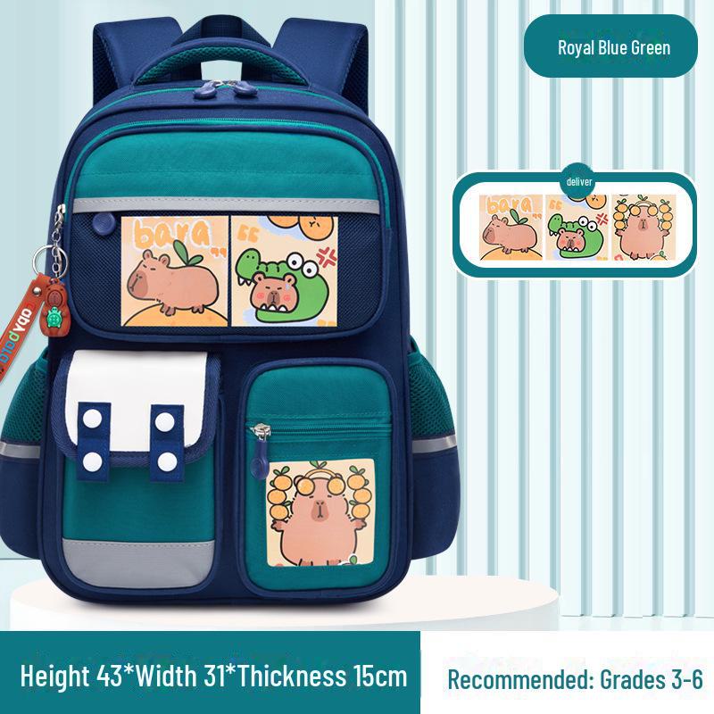 Рюкзак большой вместимости с капибарой для 1-6 классов - Милый и грязеотталкивающий дизайн для мальчиков и девочек