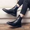 Luxury British Leather Pointed Toe Brand Chelsea Designer Boots Men Wedding Dress Formal Man Ankle Business Winter Elegant Shoes