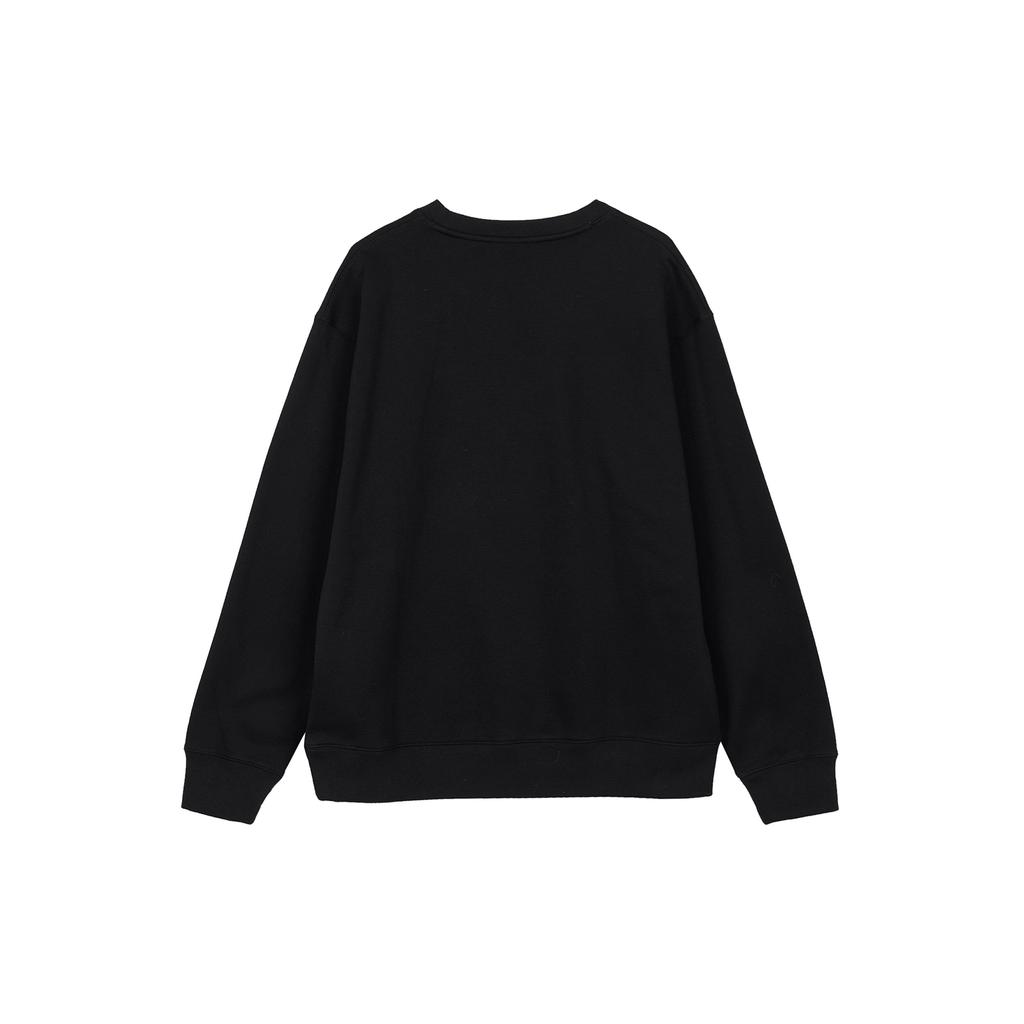 Anta Однотонный вышитый узор с круглым вырезом, приятный для кожи длинный рукав, унисекс, черный цвет 172248706-4