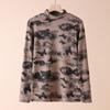 Stylish  New Women's Long Sleeve T-Shirt Slimming Half Polo/Turtle Neck Printed Top For Fashionable Versatile Daily Wear