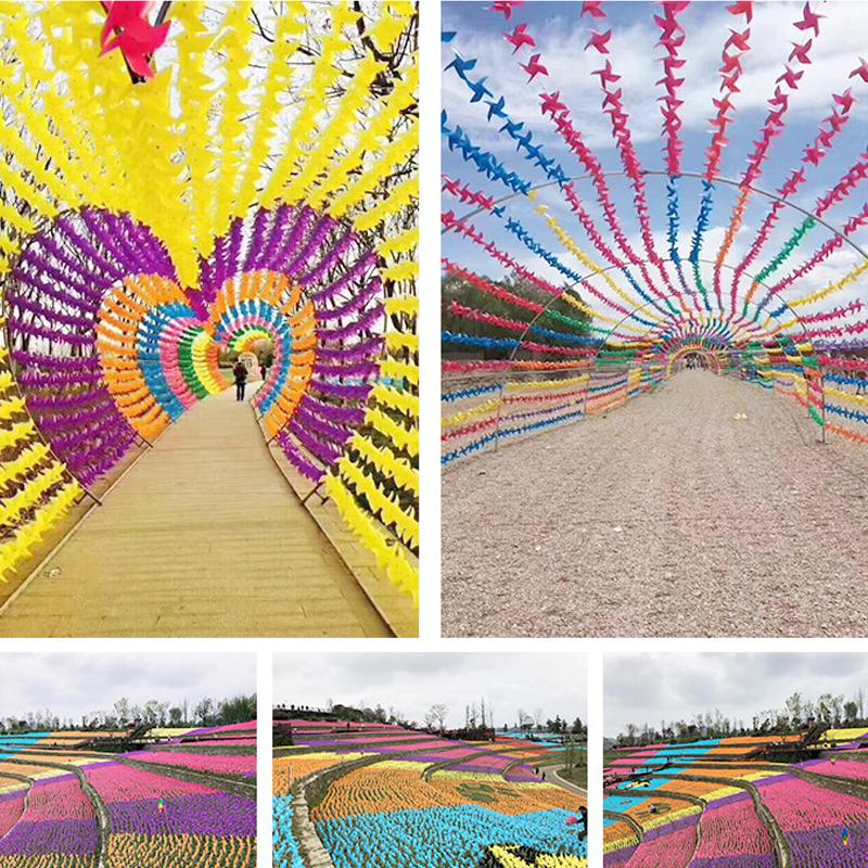 20PCS/Set Assorted Mixed Color 19CM Size Plastic Windmills Self-assembly Windmill Party Decoration Game Props Carnival Gift ZYF