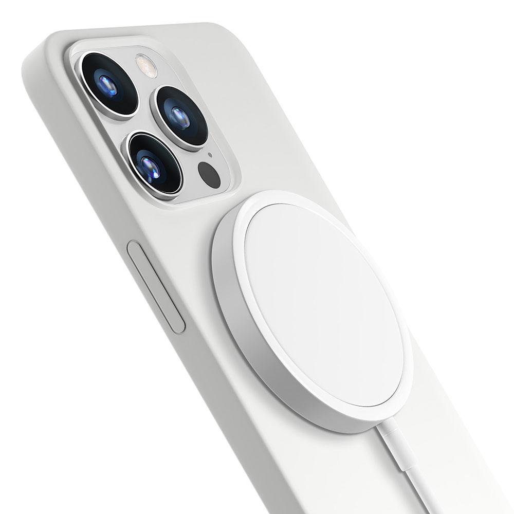 Apple Iphone 15 Pro Max - 3Mk Hardy Silicone Magcase Silver-White