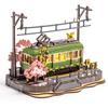 ROBOTIME 3D Wooden Puzzle, Cherry Blossom Train with LED Lights, Assembly Kit, DIY Craft, Mechanical Model, Japanese-Style Decor, Time-Killer,