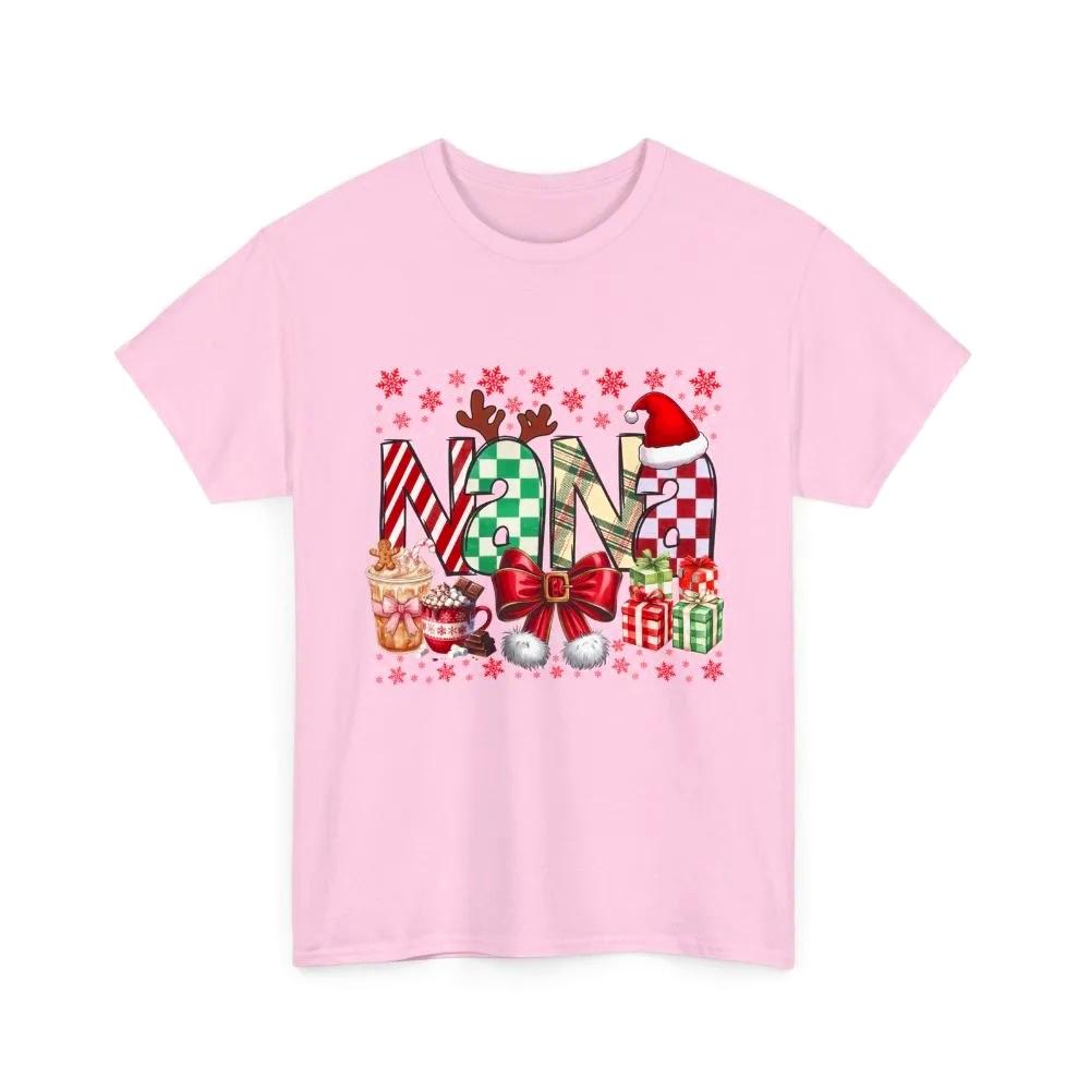 NANA Holiday Christmas TShirt Funny Cartoon Printed Tee Festive Santa Vibes Winter Clothing Women Fashion Casual Xmas Tops