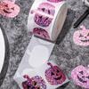 500Pcs 1 roll Halloween laser pumpkin sealing sticker, suitable for gift box envelope Halloween decoration