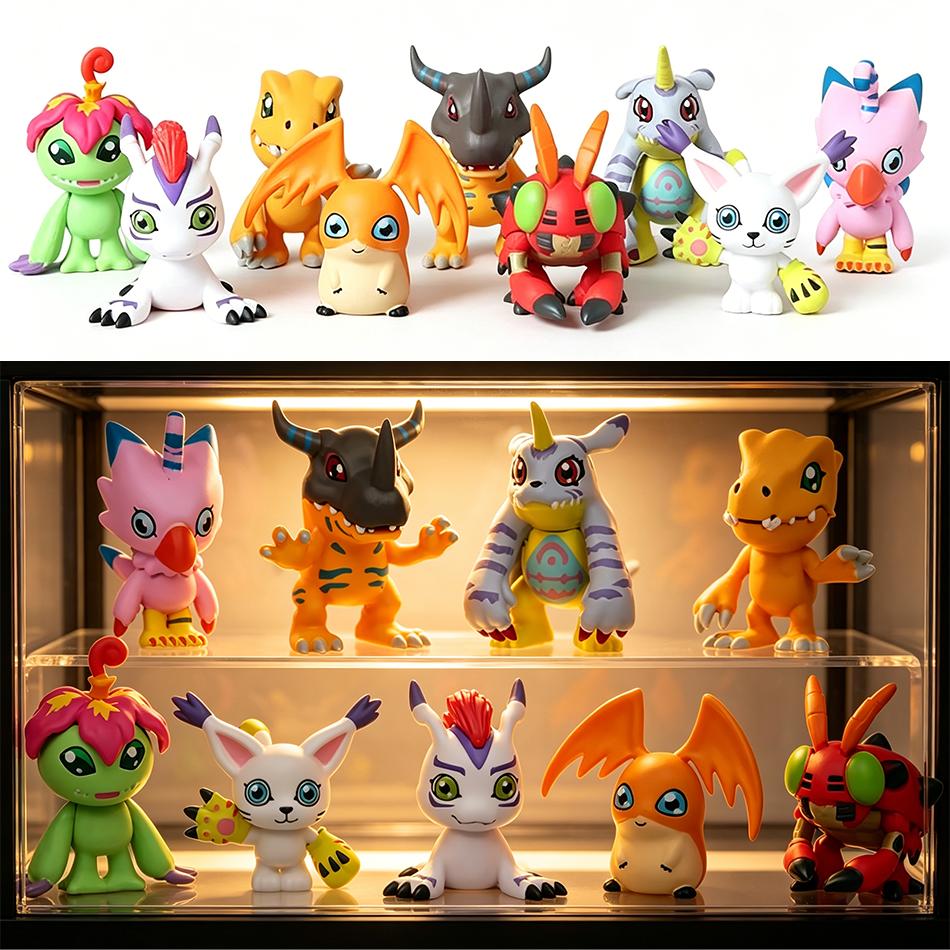 В наличии 9 шт./комплект Фигурка Аниме Digimon Adventure Модель из ПВХ Коллекция Статуэтки Куклы Игрушки Подарок на День Рождения Рождество Для Детей Фанатов