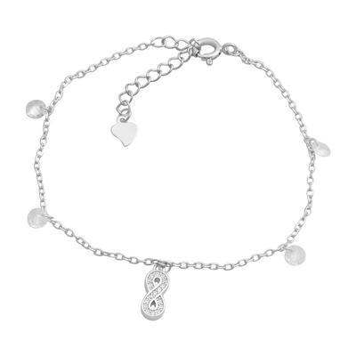 Серебряный браслет с фианитами, вес изделия 1,85 гр (2186977)