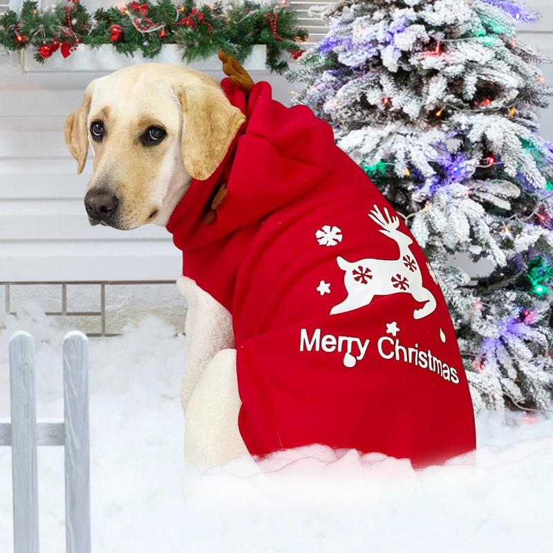 Christmas Dog Clothes Pet Dog Clothes Winter Warm Cotton Fleece Christmas Fawn Sweatshirt Large Dog Golden Retriever Labrador