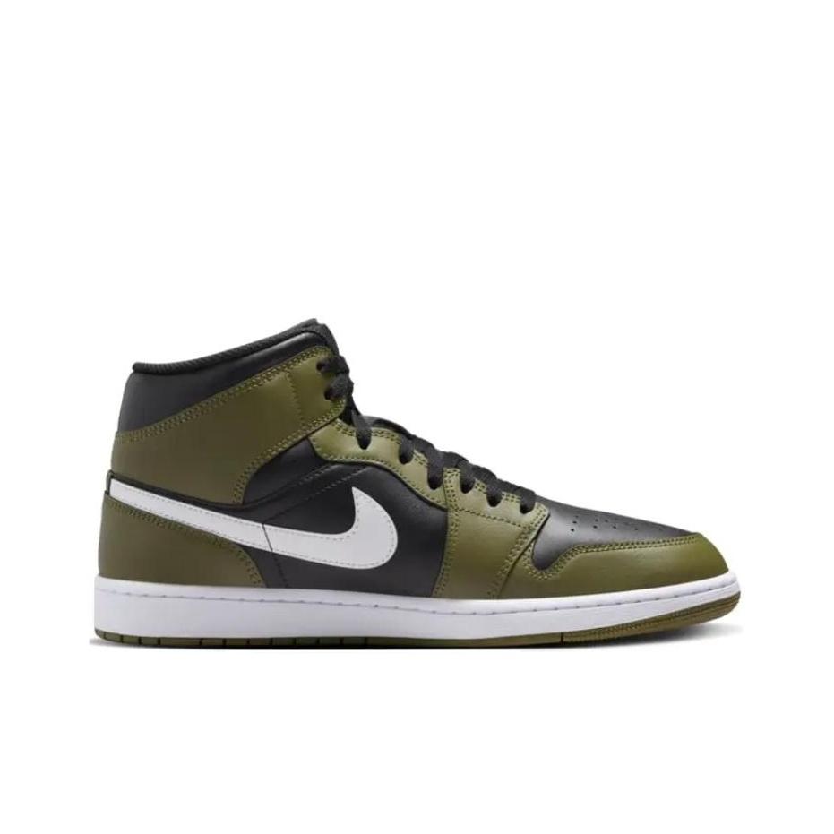 Кроссовки Air Jordan 1 Mid Medium Olive Унисекс Зеленый Черный Белый DQ8426-092