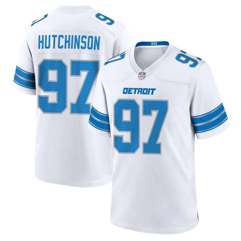 NFL Detroit Lions 14 ST Brown 97 Hutchinson Embroidered Jersey Sports Fan Game