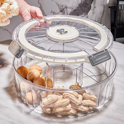 Вращающаяся тарелка для сухофруктов и закусок с крышкой и ручкой, 6 отделений, сервировочное блюдо, для дома и улицы, можно мыть в посудомоечной машине, контейнер для закусок