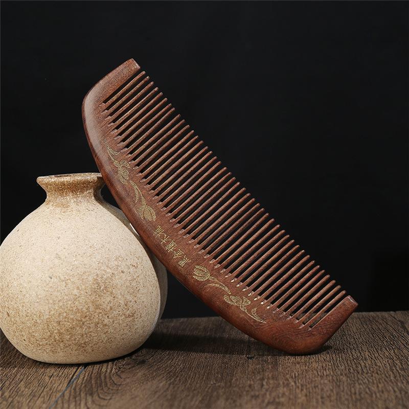 Wooden Comb, Sandalwood Comb, Black Gold Sandalwood Comb, Anti-static Massage, Hair Loss, Wide Teeth, Curling Comb, Long Hair, Household Comb, Gifts.