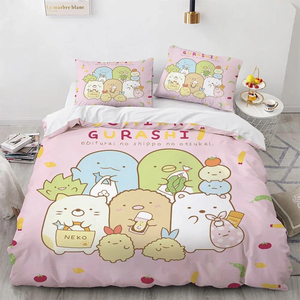 3D-печатный мультяшный пододеяльник Sumikko Gurashi с рисунком аниме Kawaii Комплект постельного белья Double Twin Full Queen King Взрослый Детский пододеяльник