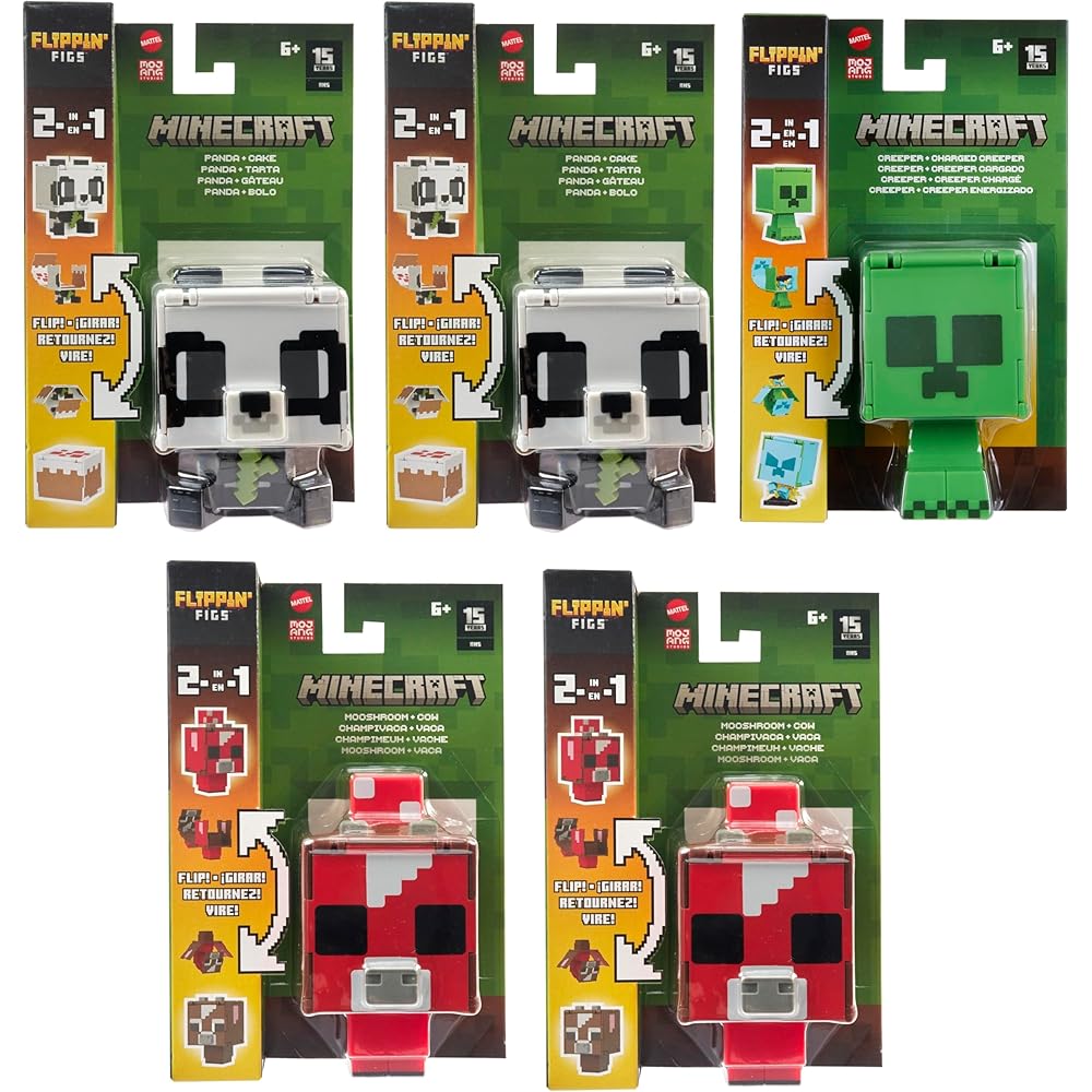 Mattel Minecraft Супер Расширяемые Фигурки Ассортимент B (5 фигурок в коробке) для детей от 6 лет и старше (Многоцелевой) 986B-HTL43