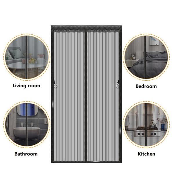 Летняя сетчатая дверная сетка против насекомых, мух, комаров, занавеска на дверь, спальня, кухня, дверной экран, мягкая занавеска на липучке