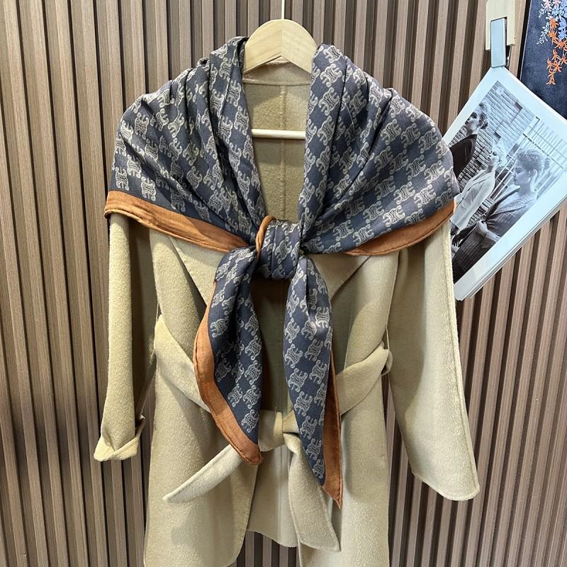 Womens Silk Cashmere Wool Scarf Winter Warm Square Shawl Fashion Luxury
