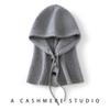 Women's Fashion Casual Knitted Scarf Hat Warm Windproof Winter Hooded Scarf Integrated Wool Ear Protector Pullover Hat