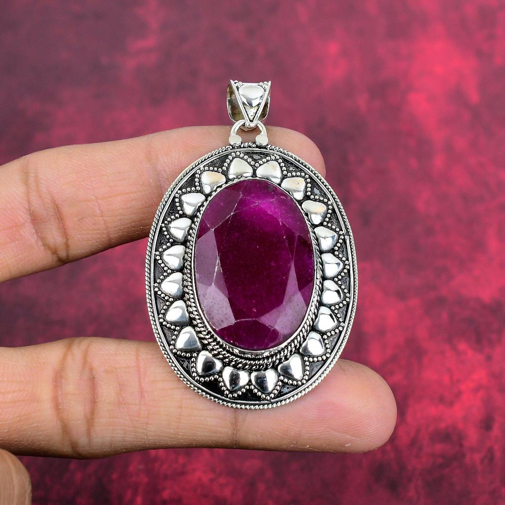 Ювелирные изделия с подвеской из рубина и драгоценного камня, подвеска из цельного серебра 925 пробы ручной работы, ювелирные изделия последнего дизайна