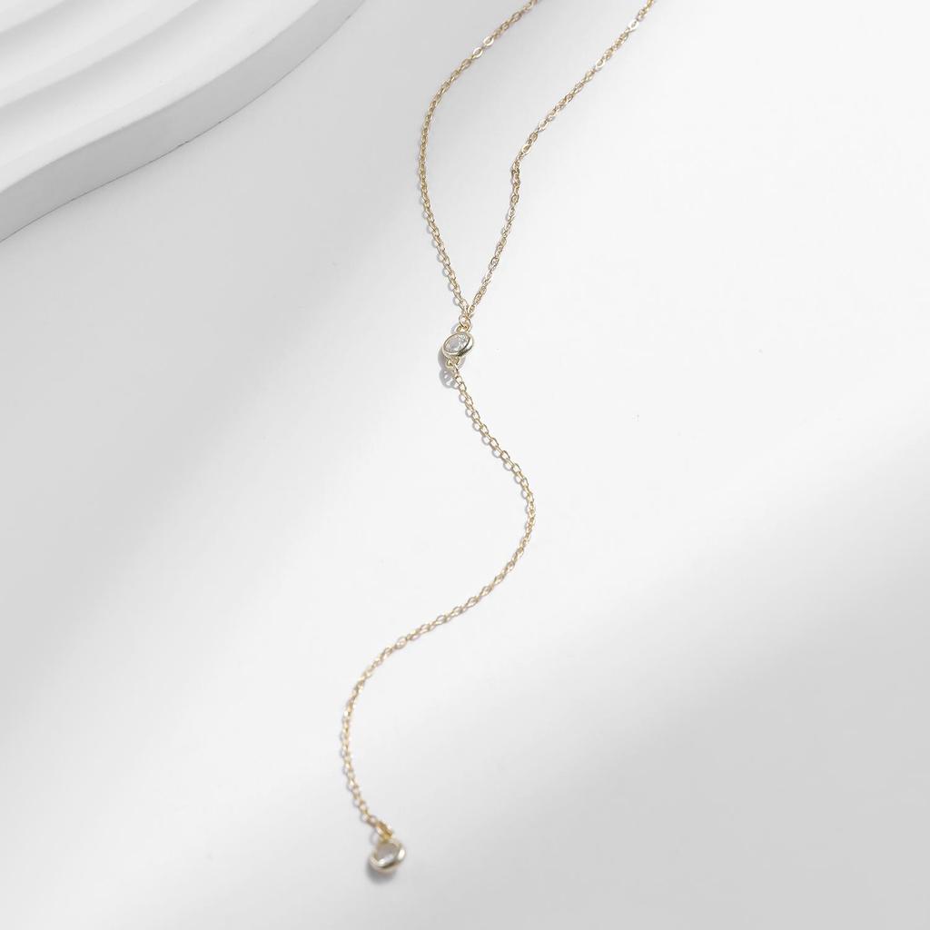 MODIAN Ожерелье с подвеской из стерлингового серебра 925 пробы Y-образной формы, блестящее прозрачное ожерелье с длинной цепочкой из циркона для женщин, обручальные свадебные украшения