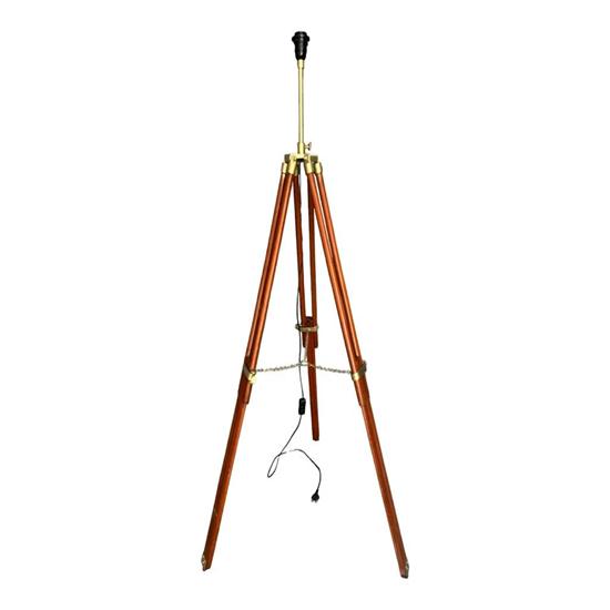 177.8cm Adjustable Wooden Tripod Floor Light Modern Floor Lamp Brass Aluminum Lighting