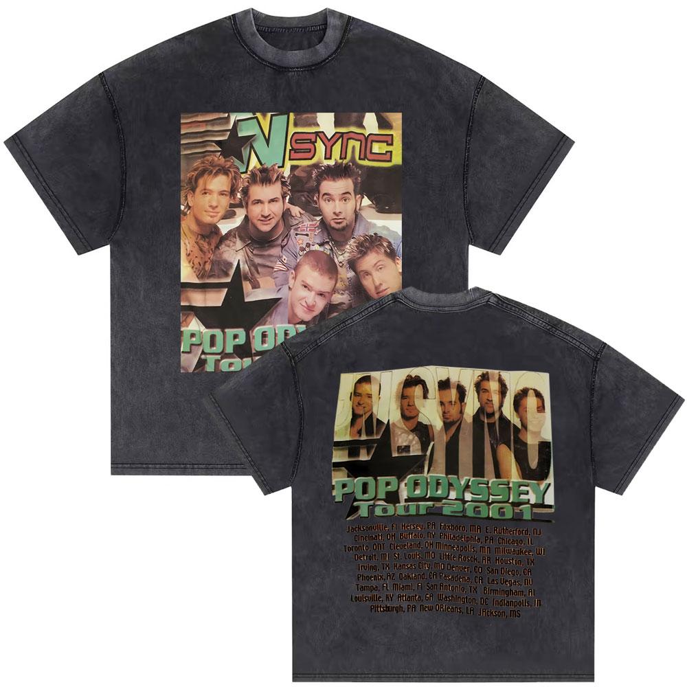 Washed Vintage Backstreet Boys Black Blue World Tour Tshirt Boy Band Bsb Group Pop Music Tshirt Men Hip Hop Oversized T Shirt