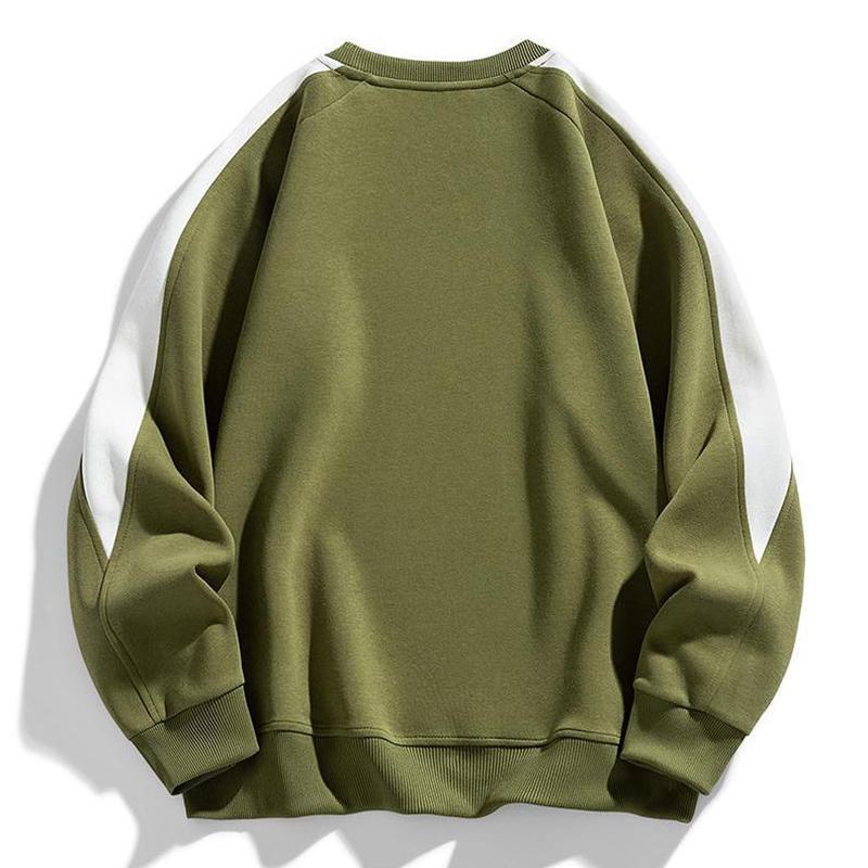 Весна и осень, большой мужской свободный круглый вырез, вышитая толстовка, модный мужской большой размер, цветная толстовка с блоками