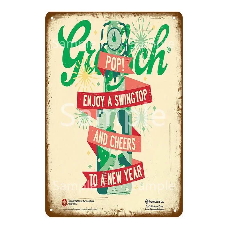 Плакат с пивом Grolsch Lager, металлические жестяные знаки, настенная живопись, декоративная табличка, бар, паб, клуб, домашний декор, художественные промыслы YK052