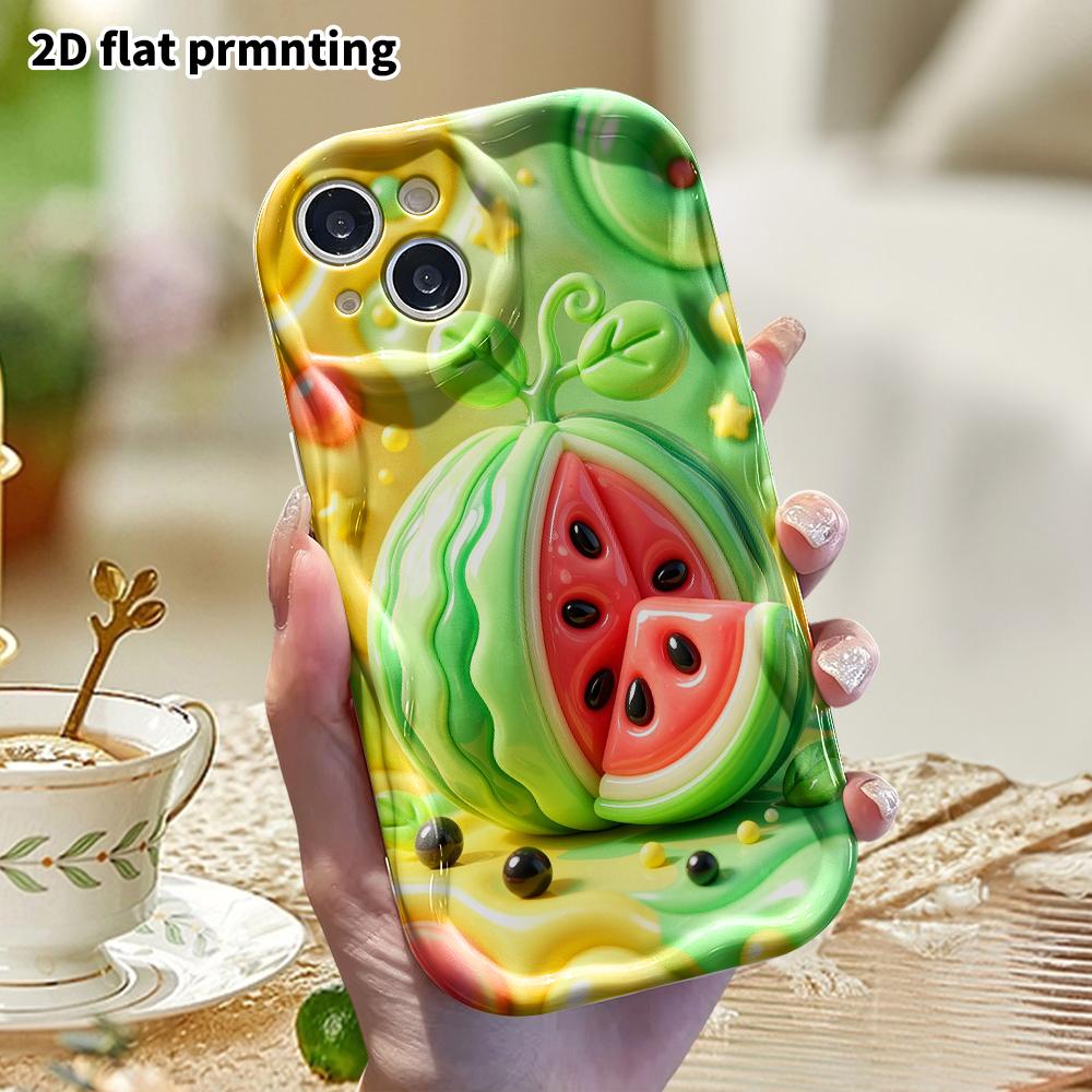Phone case: 2D flat design, suitable for iPhone 18 17 16 15 14 13 Pro protective case, big watermelon ornament, perfect Christmas and Halloween holida