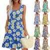 Женское летнее цветочное платье в стиле бохо с высокой талией, повседневное гавайское платье с V-образным вырезом для отдыха