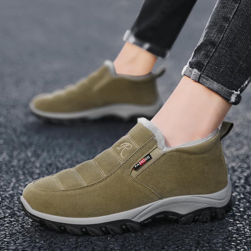 Кроссовки зимние мужские на открытом воздухе плюшевые теплые водонепроницаемые туфли высокого качества нескользящие зимние спортивные туфли для мужчин плюшевые хлопковые туфли