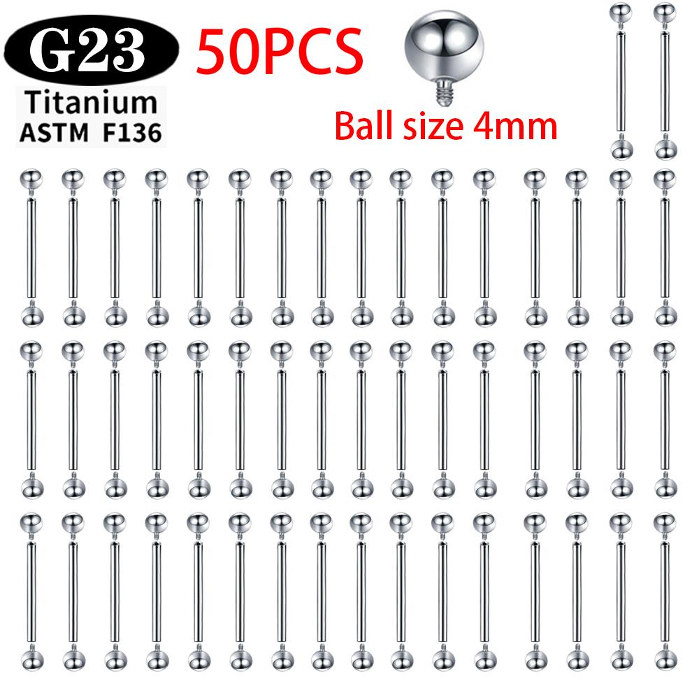 Титановый имплантат ASTM F136 Прямые штанги с внутренней резьбой Пирсинг языка Пирсинг ушей Украшения для пирсинга Штанга 2/5/50 шт./лот