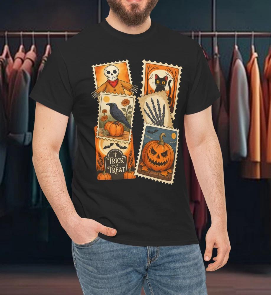 Vintage Halloween Tee Retro Spooky Season Grim Pumpkin Tshirt