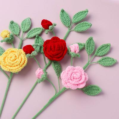 Камелия Вязаный Крючком Цветок Креативные Вязаные Букеты Искусственные Цветы Вязание Крючком Домашнее Украшение для Вечеринки